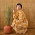Golden Hour Gingham by Taro with Artisan made, Cotton Mulmul, Whispers of Summer by Taro at Kamakhyaa for sustainable fashion