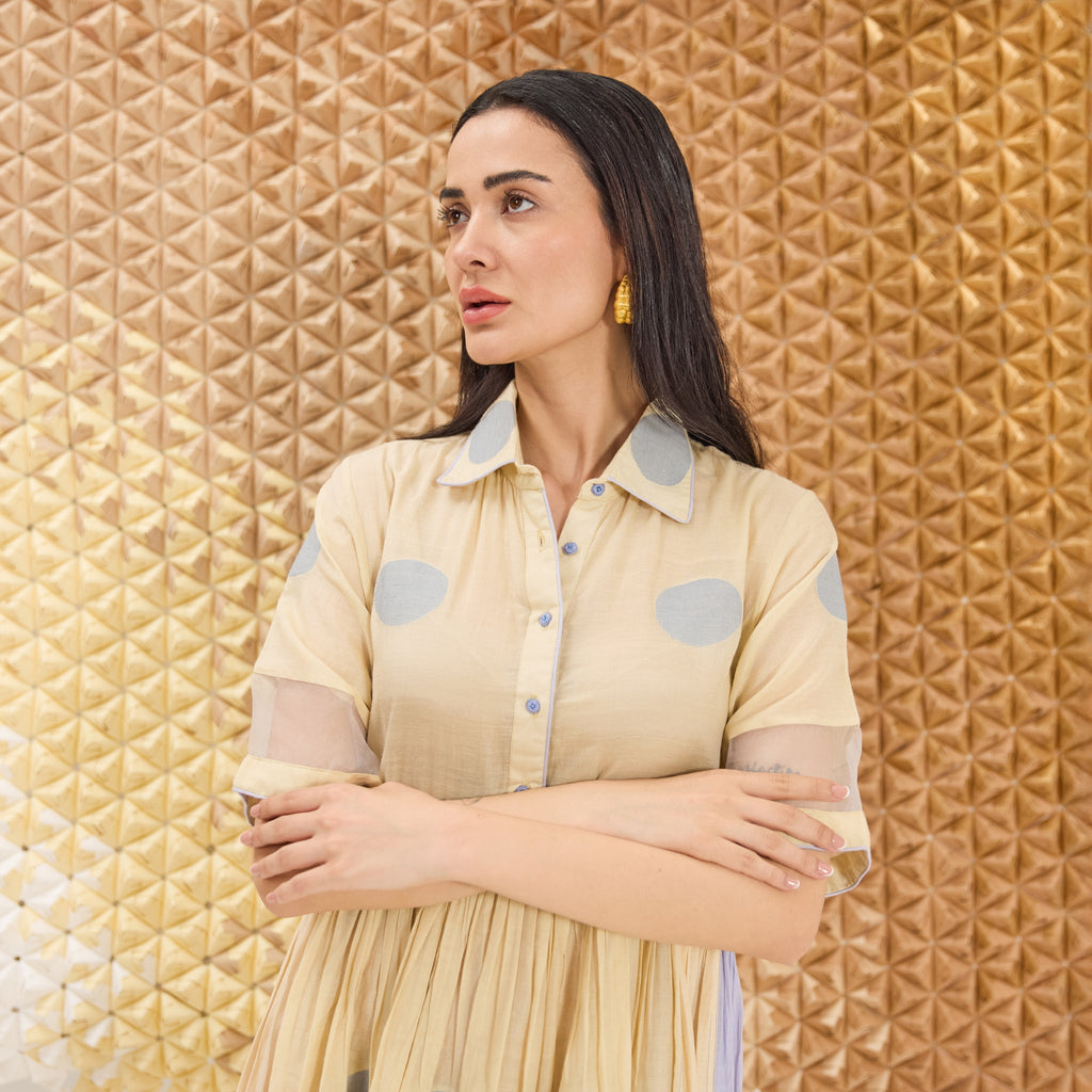 Buttercup Bloom by The Loom Art with Artisan made, Eco friendly, Fluer De Code by The Loom Art, Handwoven, Handwoven Jamdani Cotton Silk, Organic, Shirt Dresses, Solids, Yellow at Kamakhyaa for sustainable fashion