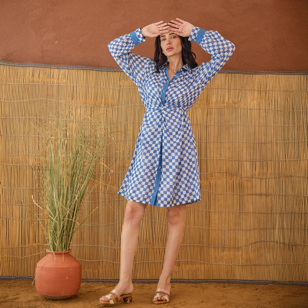 Indigo Breeze by Taro with Artisan made, Cotton Mulmul, Whispers of Summer by Taro at Kamakhyaa for sustainable fashion