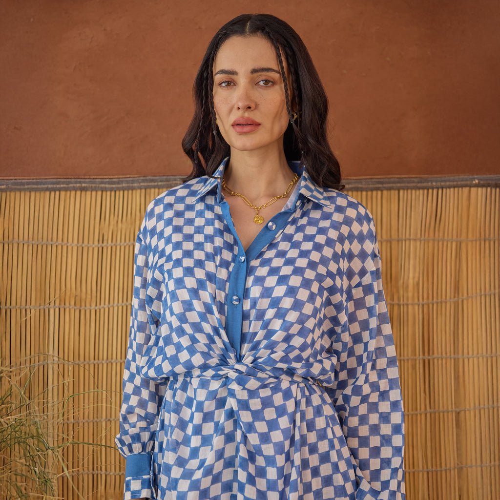 Indigo Breeze by Taro with Artisan made, Cotton Mulmul, Whispers of Summer by Taro at Kamakhyaa for sustainable fashion