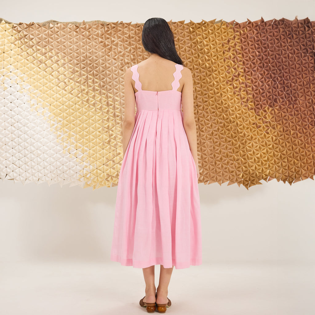 Fizzy Fleur by The Loom Art with Eco friendly, Empire Waist Dresses, Fluer De Code by The Loom Art, Hand Embroidered, Linen, Organic, Pink at Kamakhyaa for sustainable fashion