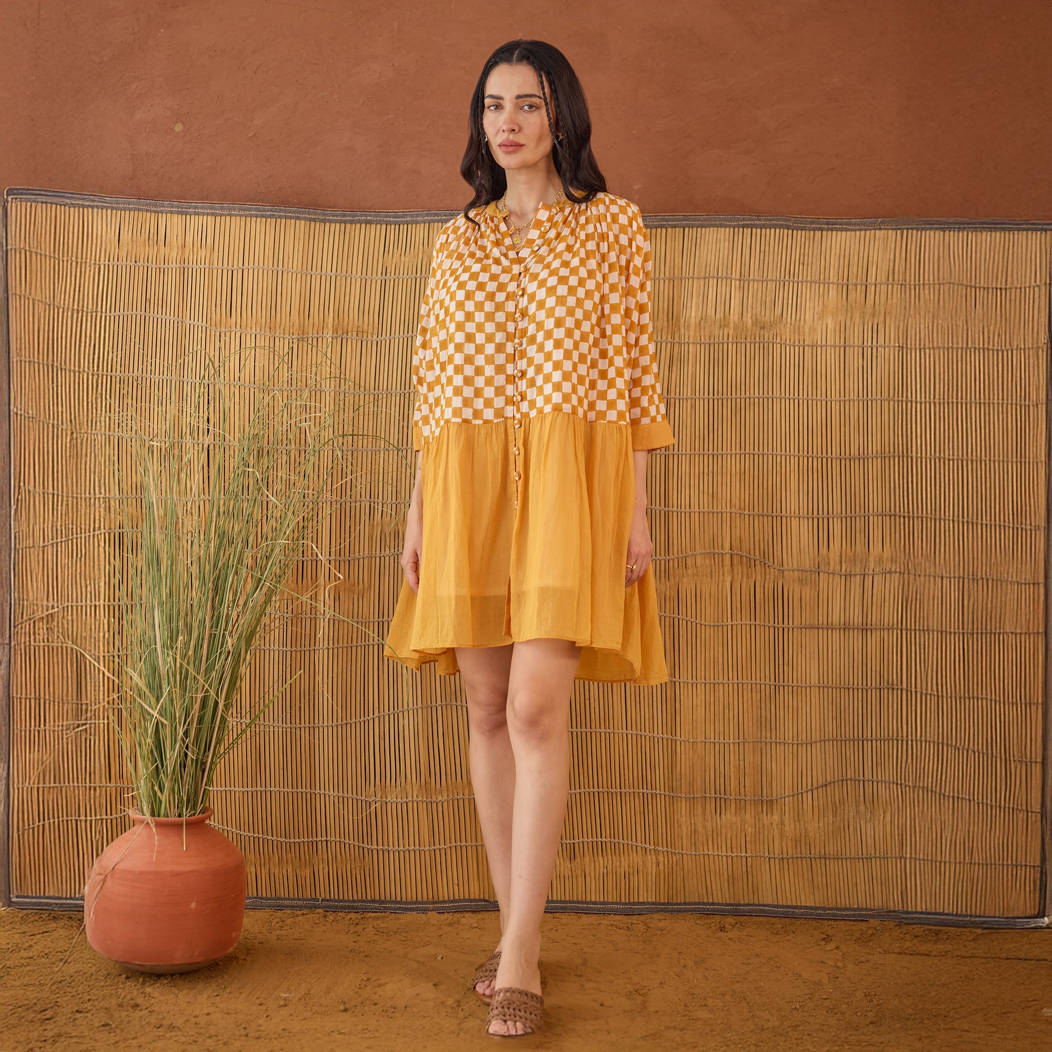 Honey Drift by Taro with Artisan made, Cotton Mulmul, Whispers of Summer by Taro at Kamakhyaa for sustainable fashion