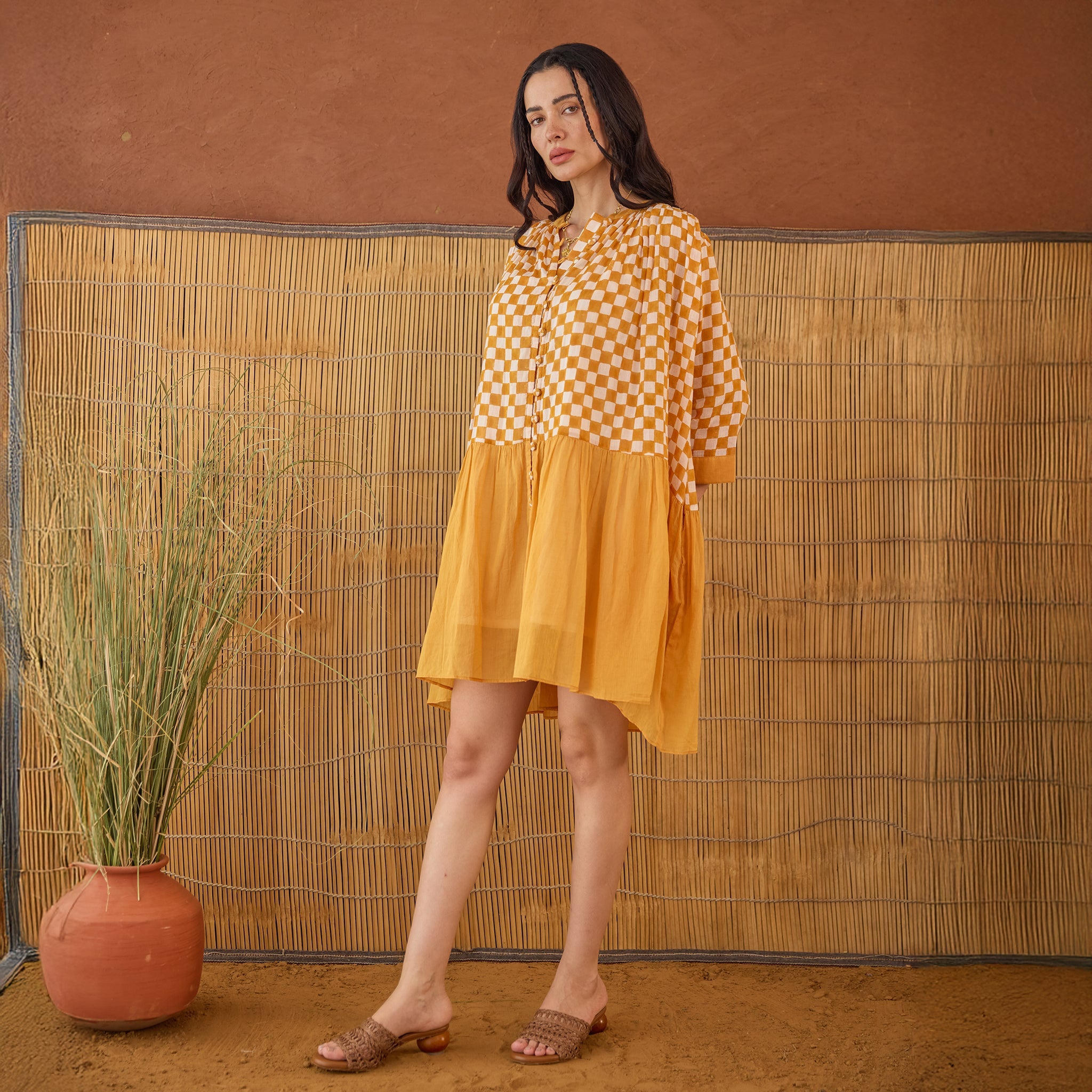 Honey Drift by Taro with Artisan made, Cotton Mulmul, Whispers of Summer by Taro at Kamakhyaa for sustainable fashion
