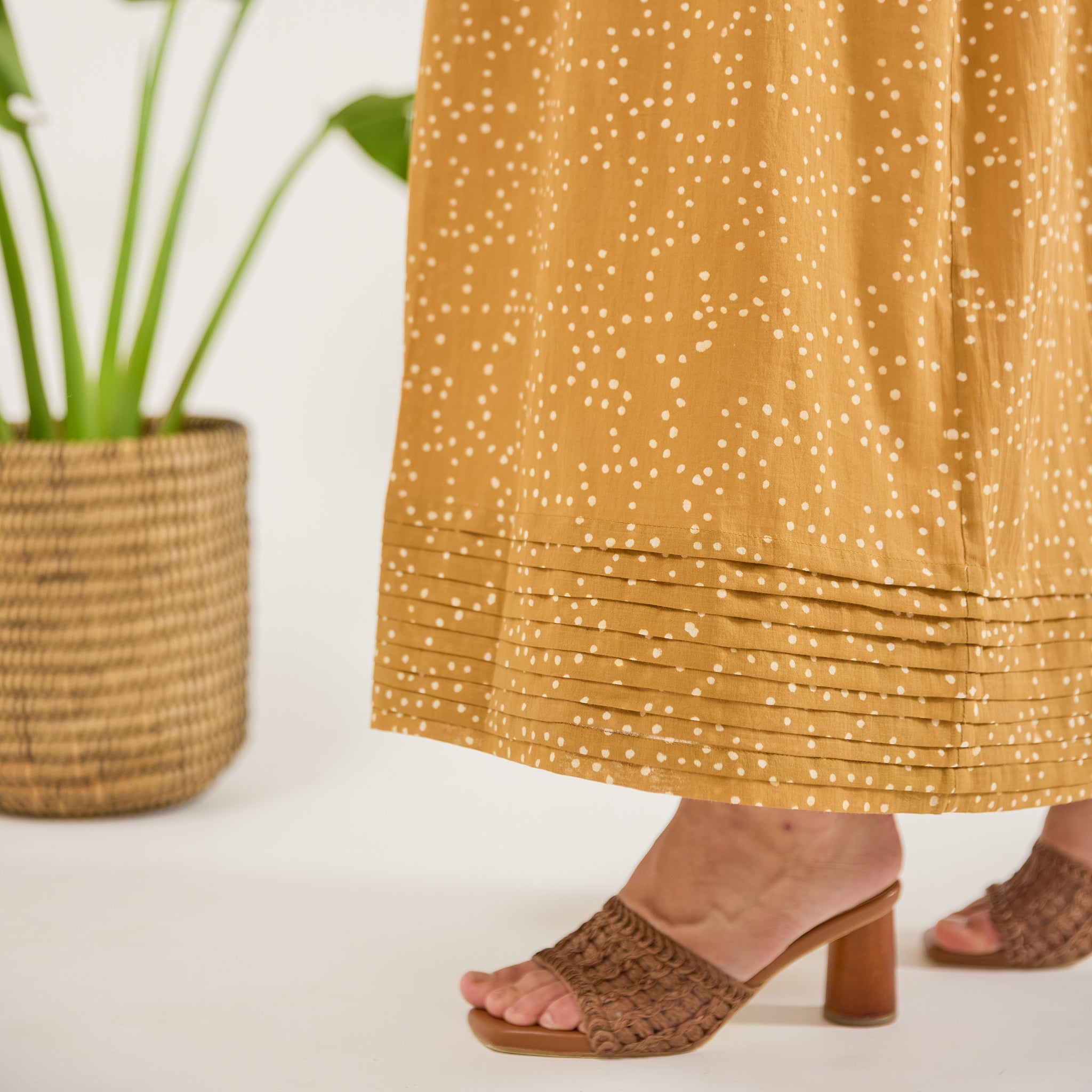 Mustard Mirage Co-ord by Taro with Artisan made, Cotton Mulmul, Whispers of Summer by Taro at Kamakhyaa for sustainable fashion