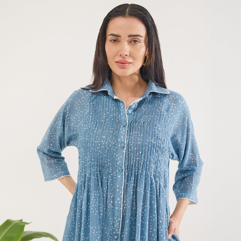 Dewdrop Dance Co-ord by Taro with Artisan made, Cotton Mulmul, Whispers of Summer by Taro at Kamakhyaa for sustainable fashion