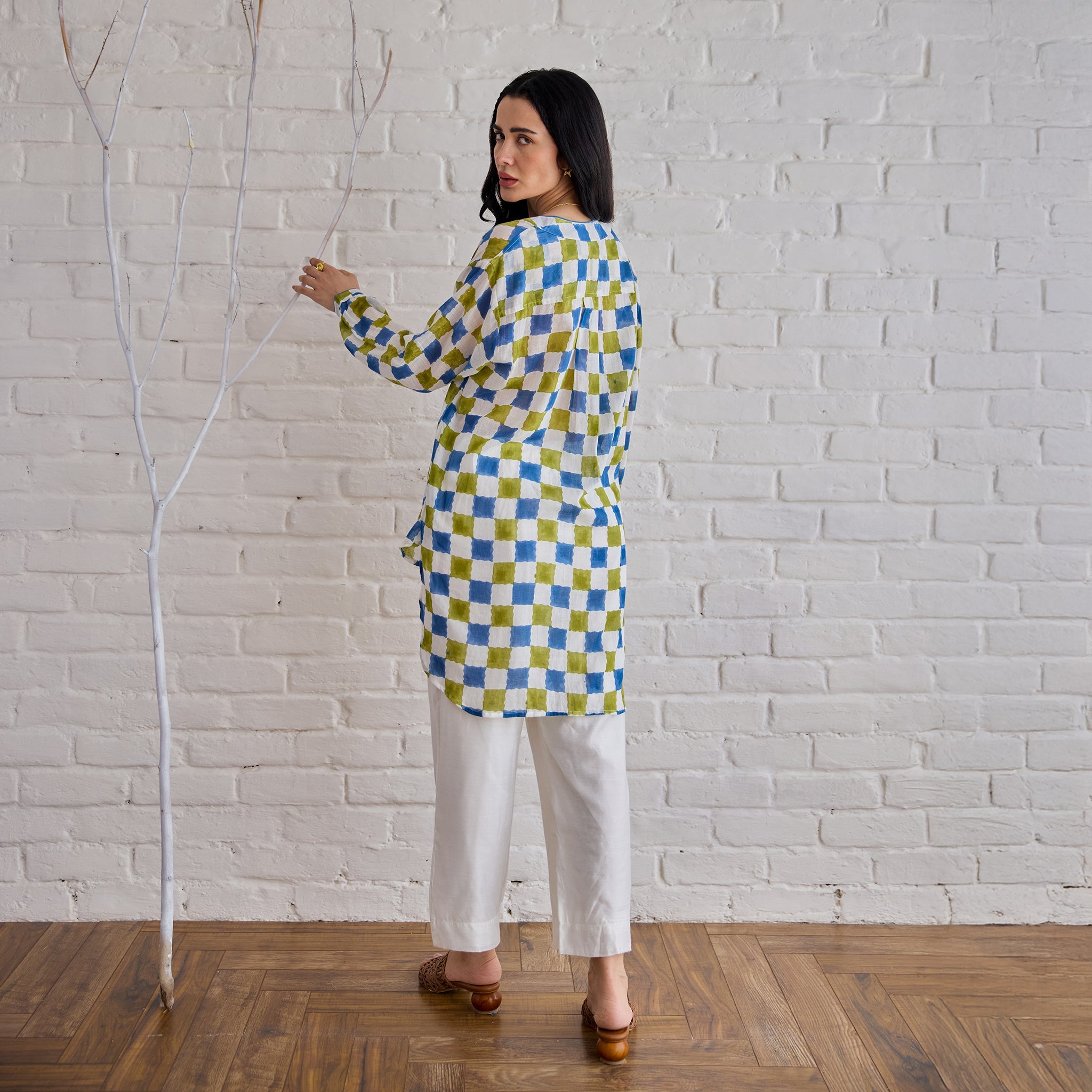 Blue Willow by Taro with Artisan made, Cotton Mulmul, Whispers of Summer by Taro at Kamakhyaa for sustainable fashion