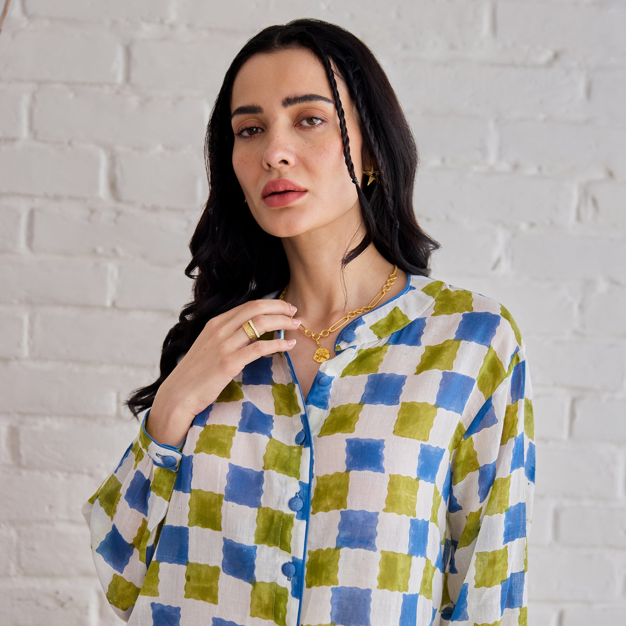 Blue Willow by Taro with Artisan made, Cotton Mulmul, Whispers of Summer by Taro at Kamakhyaa for sustainable fashion