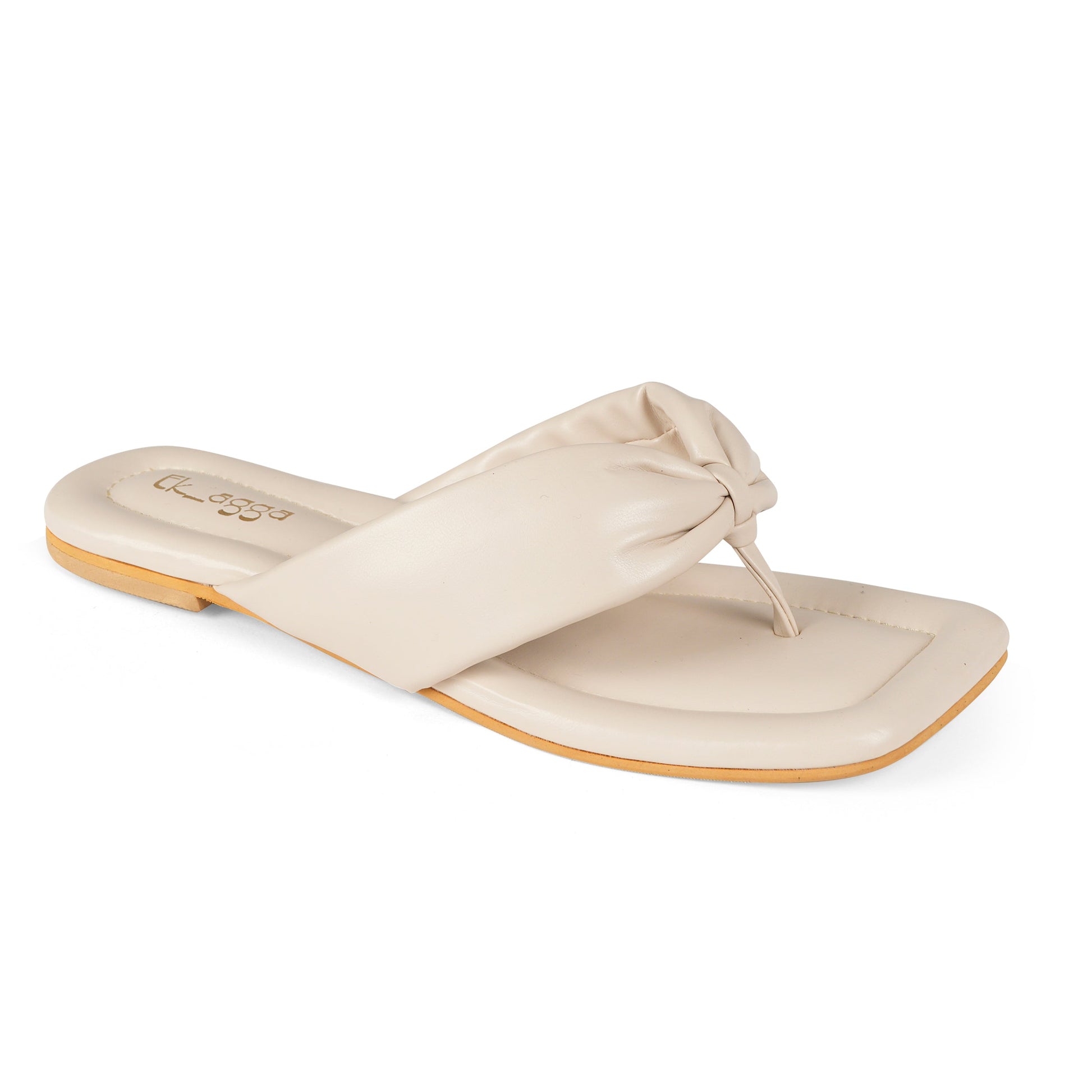 Cream Thong Flat by Ek Agga with Flats, stylish at Kamakhyaa for sustainable fashion