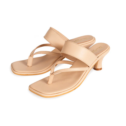 Beige Strap Heels by Ek Agga with heels at Kamakhyaa for sustainable fashion