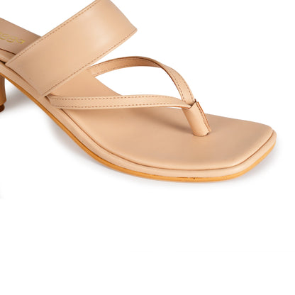 Beige Strap Heels by Ek Agga with heels at Kamakhyaa for sustainable fashion