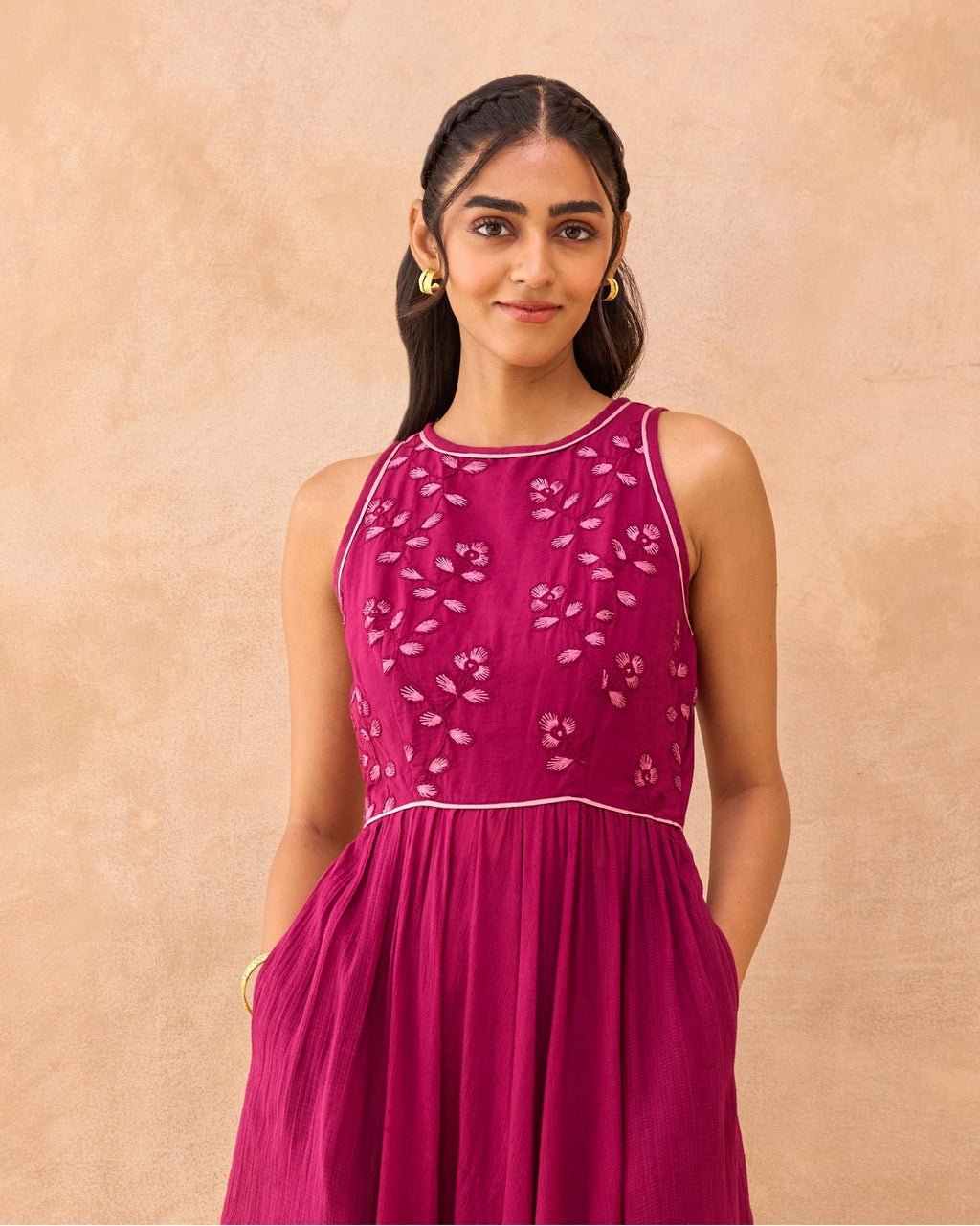 Magenta Meadow Dress by Taro India with at Kamakhyaa for sustainable fashion