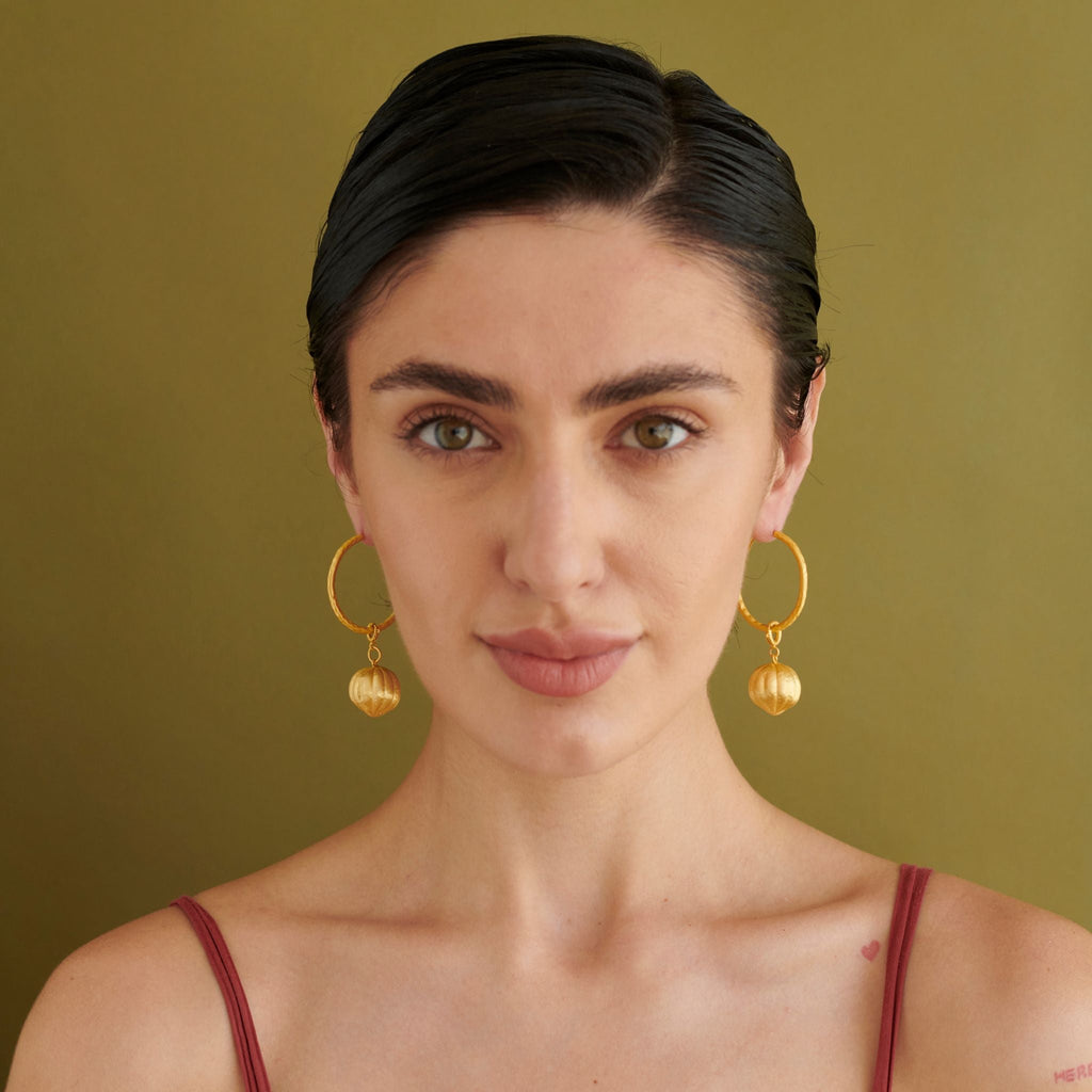Textured Hoops without charm by The Loom Art with Charms, Orbis by The Loom Art, Pendants at Kamakhyaa for sustainable fashion