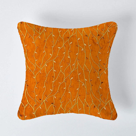 Vivid Vine Cushion Cover Sets by Aetherea with Cotton, Cushion covers, Leafy Pattern, Orange, Sheer, Textured, Upcycled, Upcycled Cotton, Vine, Wavy Lines, Woven at Kamakhyaa for sustainable fashion