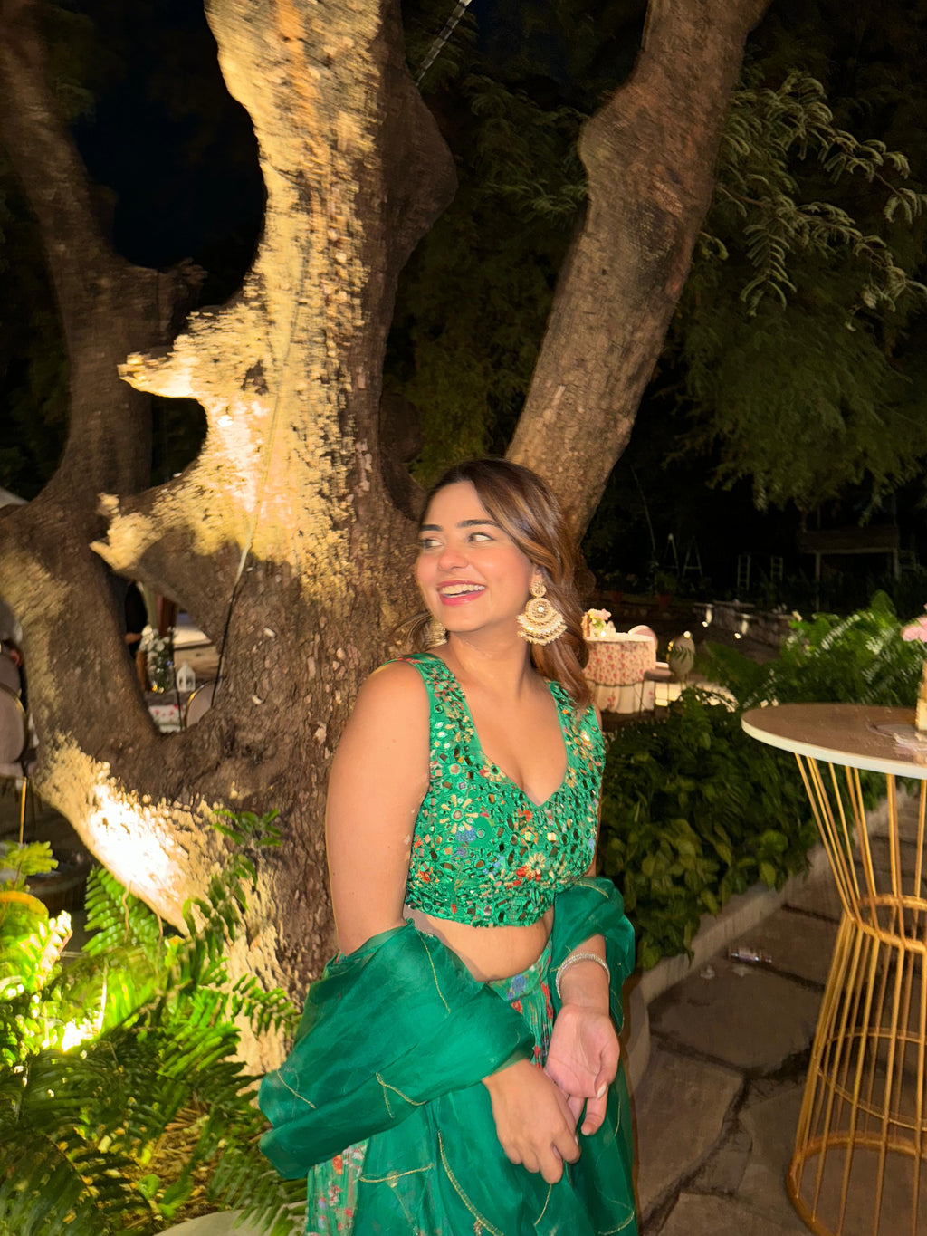 Crepe Green Printed Lehenga by Ewoke with 3 pc lehenga set, Crepe, destination wedding lehengas, embroidered lehengas, festive lehengas, Green, Lehenga set, Nostalgia's Thread by Ewoke, printed lehenga at Kamakhyaa for sustainable fashion