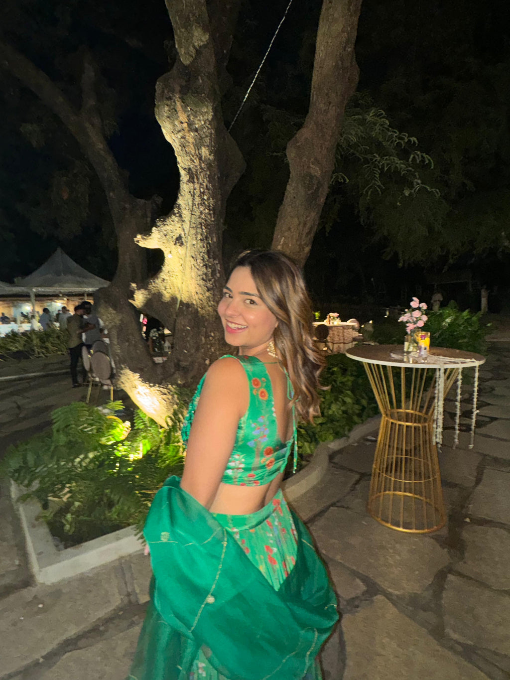 Crepe Green Printed Lehenga by Ewoke with 3 pc lehenga set, Crepe, destination wedding lehengas, embroidered lehengas, festive lehengas, Green, Lehenga set, Nostalgia's Thread by Ewoke, printed lehenga at Kamakhyaa for sustainable fashion