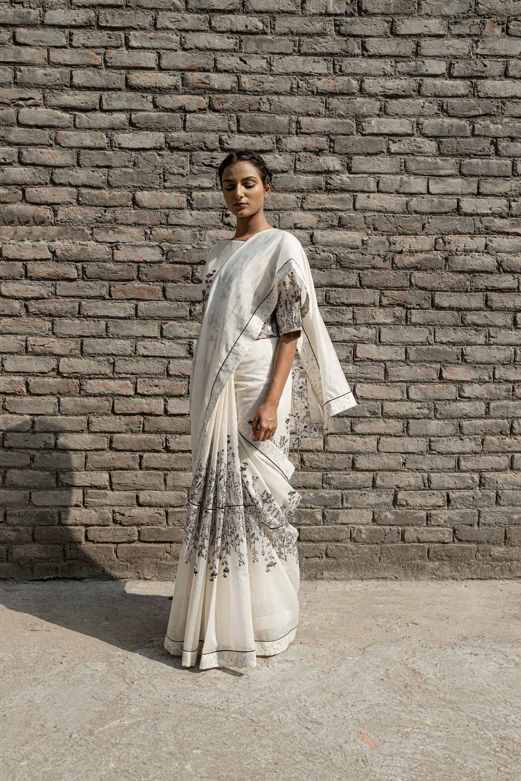 White Boat Neck Top by Ahmev with Boxy Fit, Casual Wear, Chanderi, Crop Tops, Ink And Ivory by Ahmev, Prints, White, Womenswear at Kamakhyaa for sustainable fashion