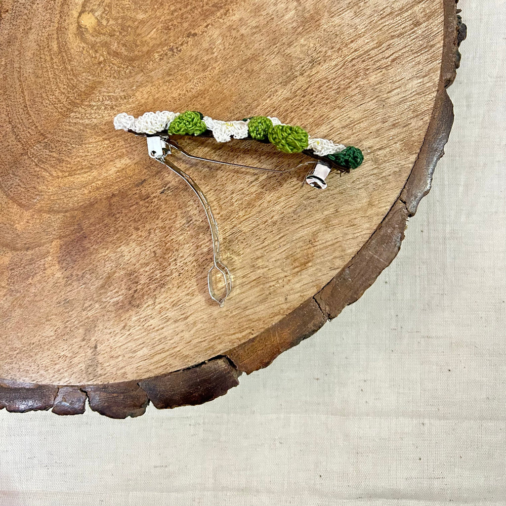 White Crochet Hair Clip by Ikriit'm with Cotton yarn, Crochet, Free Size, Hair Clip, Ikriit'm, Made from Natural Materials, Stainless Steel, White, Women Led Designer at Kamakhyaa for sustainable fashion