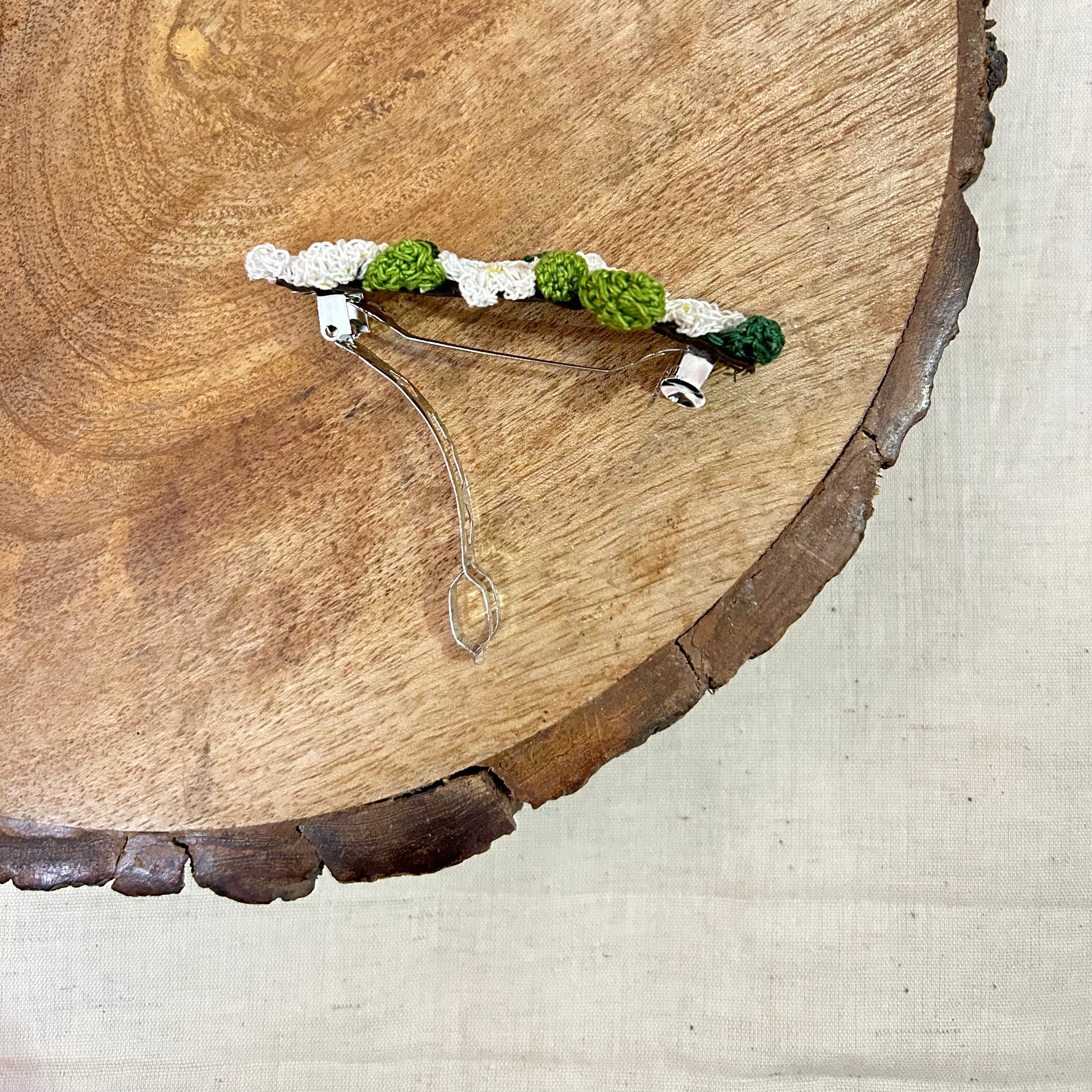 White Crochet Hair Clip by Ikriit'm with Cotton yarn, Crochet, Free Size, Hair Clip, Ikriit'm, Made from Natural Materials, Stainless Steel, White, Women Led Designer at Kamakhyaa for sustainable fashion