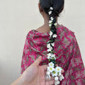 White Crochet Hair Parandi by Ikriit'm with Cotton yarn, Crochet, Free Size, Ikriit'm, Made from Natural Materials, Stainless Steel, White, Women Led Designer at Kamakhyaa for sustainable fashion