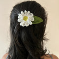 White Daisy Crochet Hair Clip by Ikriit'm with Cotton yarn, Crochet, Free Size, Hair Clip, Ikriit'm, Made from Natural Materials, Stainless Steel, White, Women Led Designer at Kamakhyaa for sustainable fashion