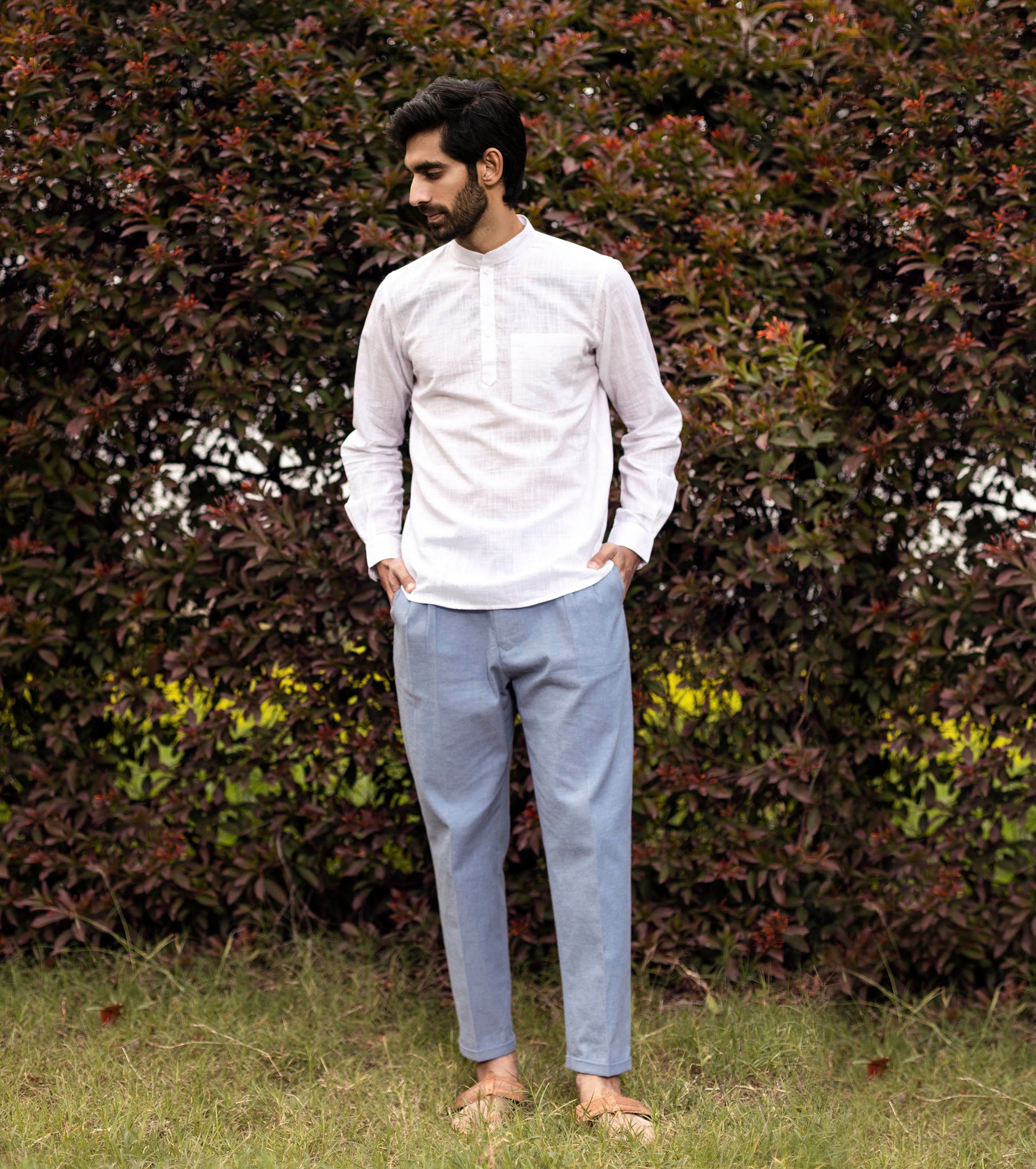White Mens Shirt by Khara Kapas with Cotton Khadi, Natural, Regular Fit, Resort Wear, Shirts, Solids, Tops, White at Kamakhyaa for sustainable fashion
