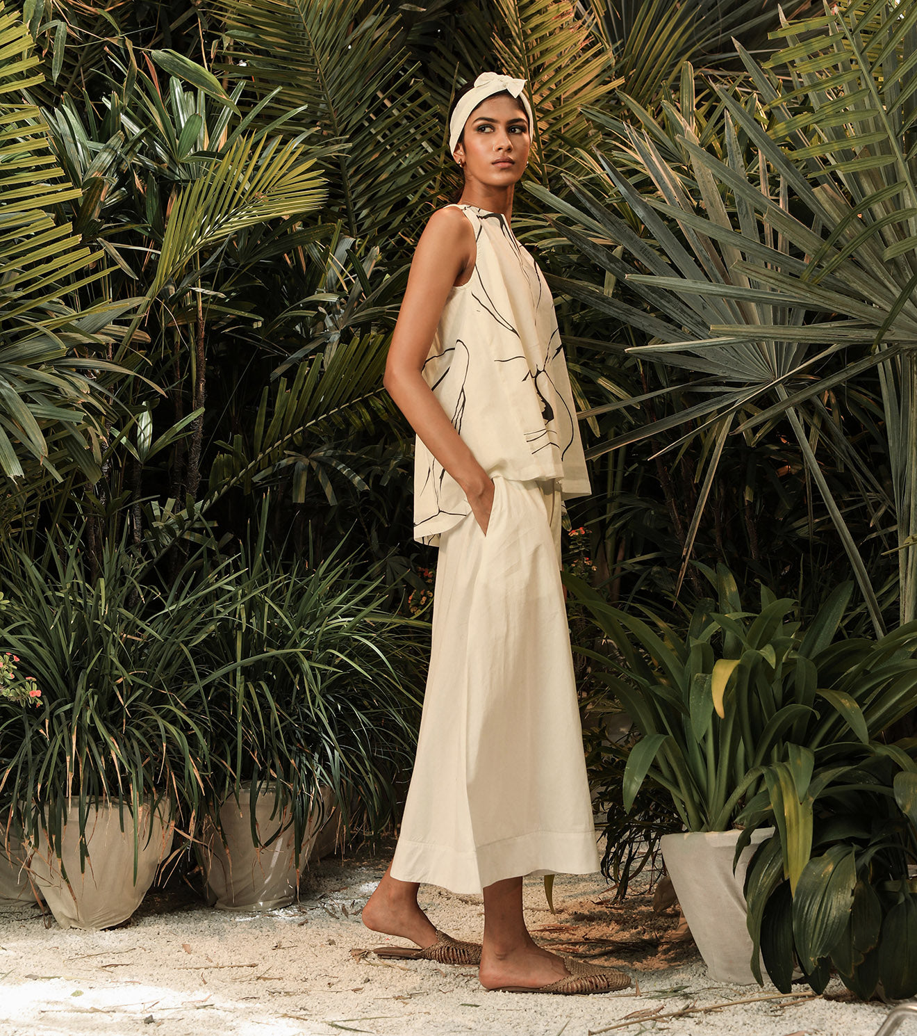 White Two Piece Set by Khara Kapas with Another Day In Paradise by Khara Kapas, Co-ord Sets, Lost In Paradise by Khara Kapas, Mul Cotton, Poplin, Relaxed Fit, Resort Wear, Skirt Sets, Solids, Vacation Co-ords, White, Womenswear at Kamakhyaa for sustainable fashion