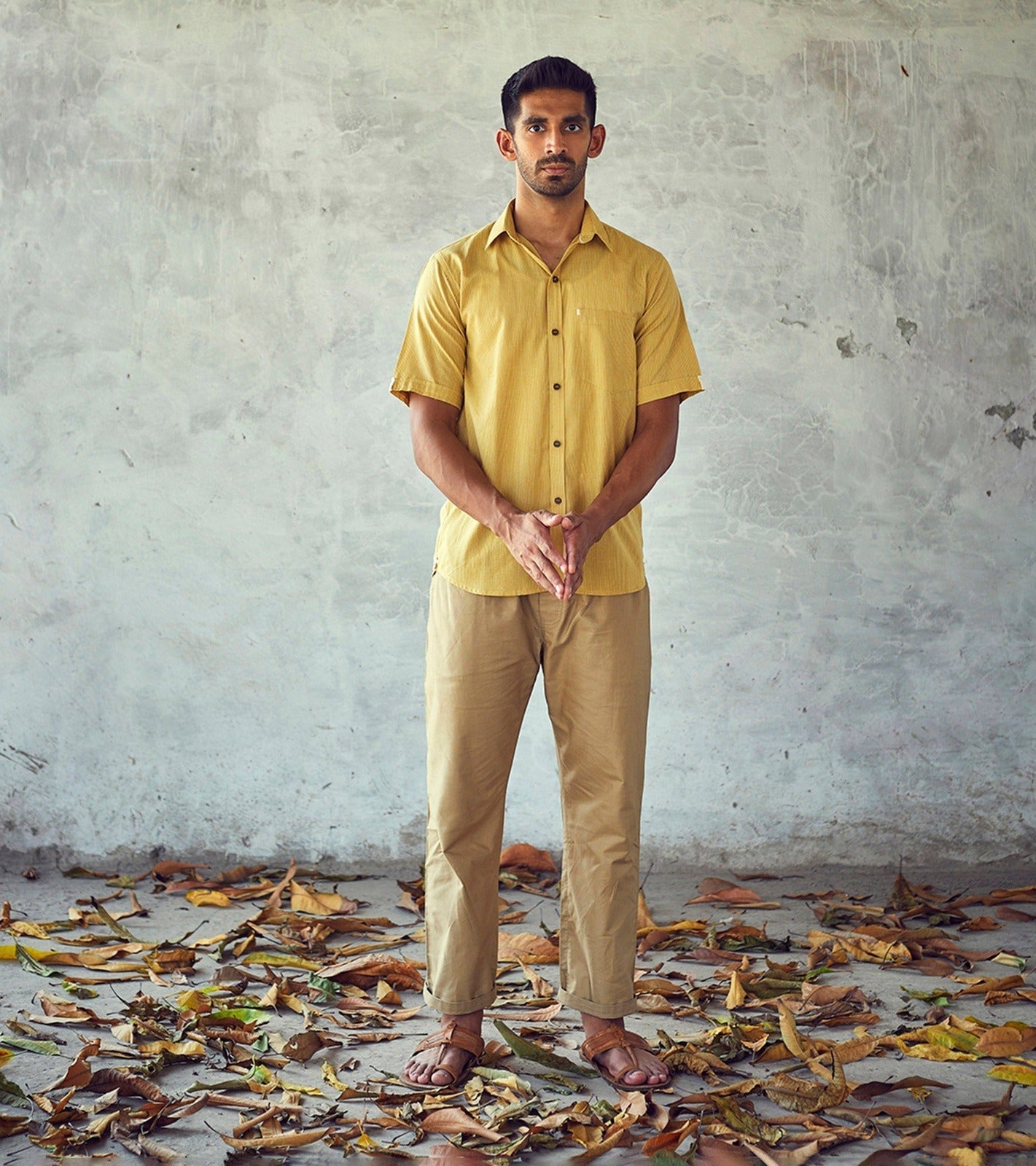 Yellow Cotton Mens Shirt by Khara Kapas with Casual Wear, Cotton, Natural, New, Regular Fit, Shirts, Solid Selfmade, Solids, Yellow at Kamakhyaa for sustainable fashion