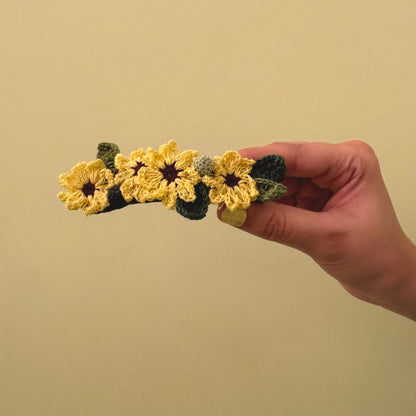 Yellow Crochet Hair Clip by Ikriit'm with Cotton yarn, Crochet, Free Size, Hair Clip, Ikriit'm, Made from Natural Materials, Stainless Steel, Women Led Designer, Yellow at Kamakhyaa for sustainable fashion