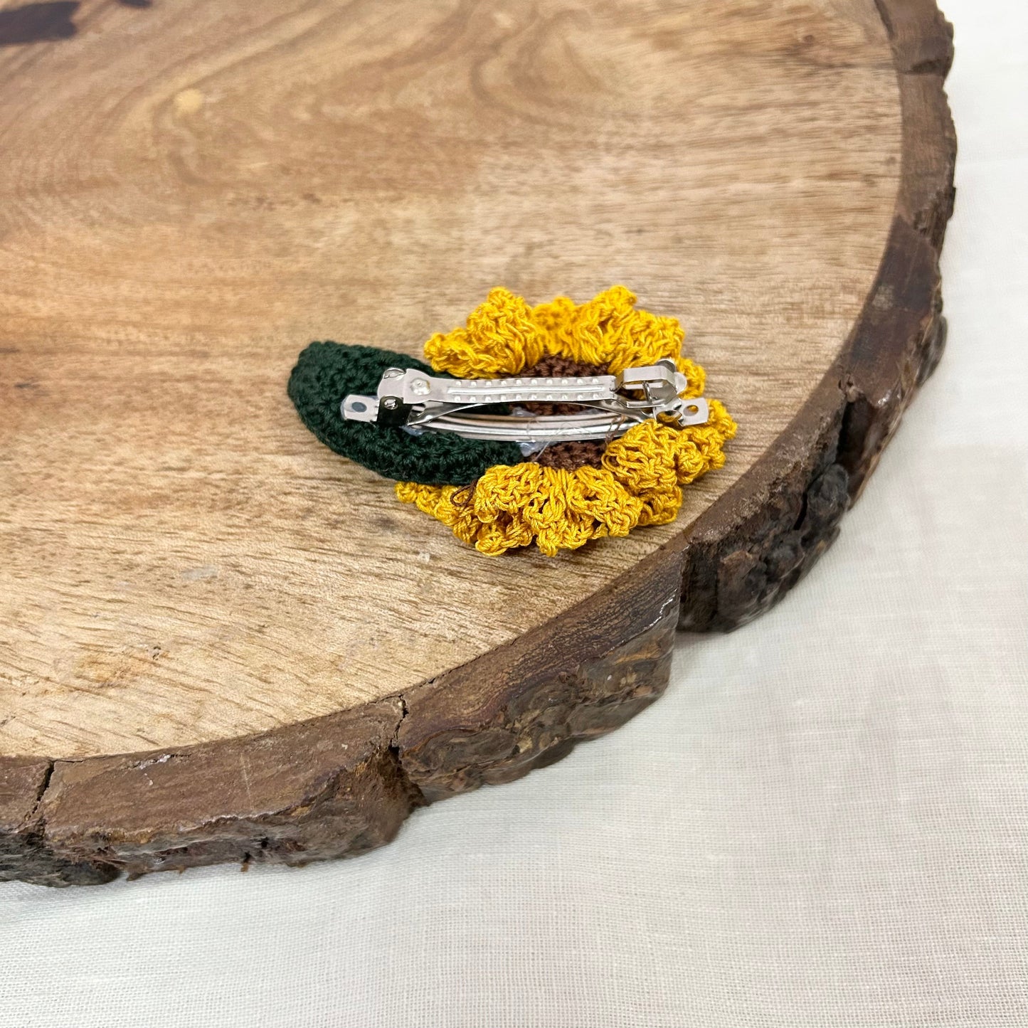 Yellow Mustard Crochet Hair Clip by Ikriit'm with Cotton yarn, Crochet, Free Size, Hair Clip, Ikriit'm, Made from Natural Materials, Stainless Steel, Women Led Designer, Yellow at Kamakhyaa for sustainable fashion