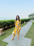Bemberg Chiffon Yellow Embroidered Coord Set by Ewoke with Bemberg Chiffon, coord set for women, coordinate set, ecofriendly clothing, Nostalgia's Thread by Ewoke, sale, sustainable fashion, womens coordinate set at Kamakhyaa for sustainable fashion