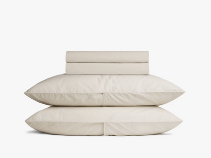 Beige Bliss 300 TC|400 TC|500 TC Flat Sheet Set by Aetherea with Plain Bedsheets at Kamakhyaa for sustainable fashion