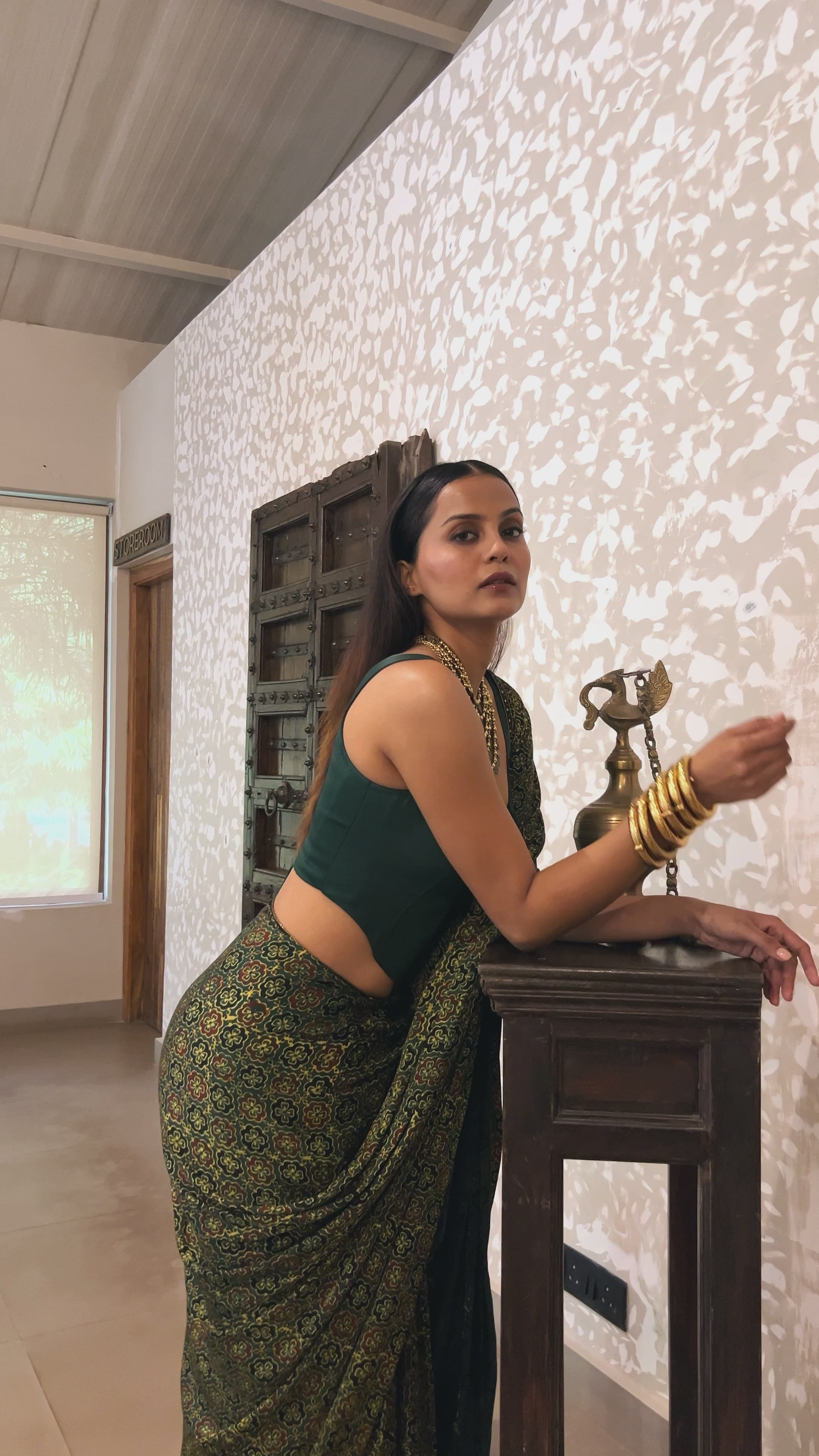 Corset blouse with saree