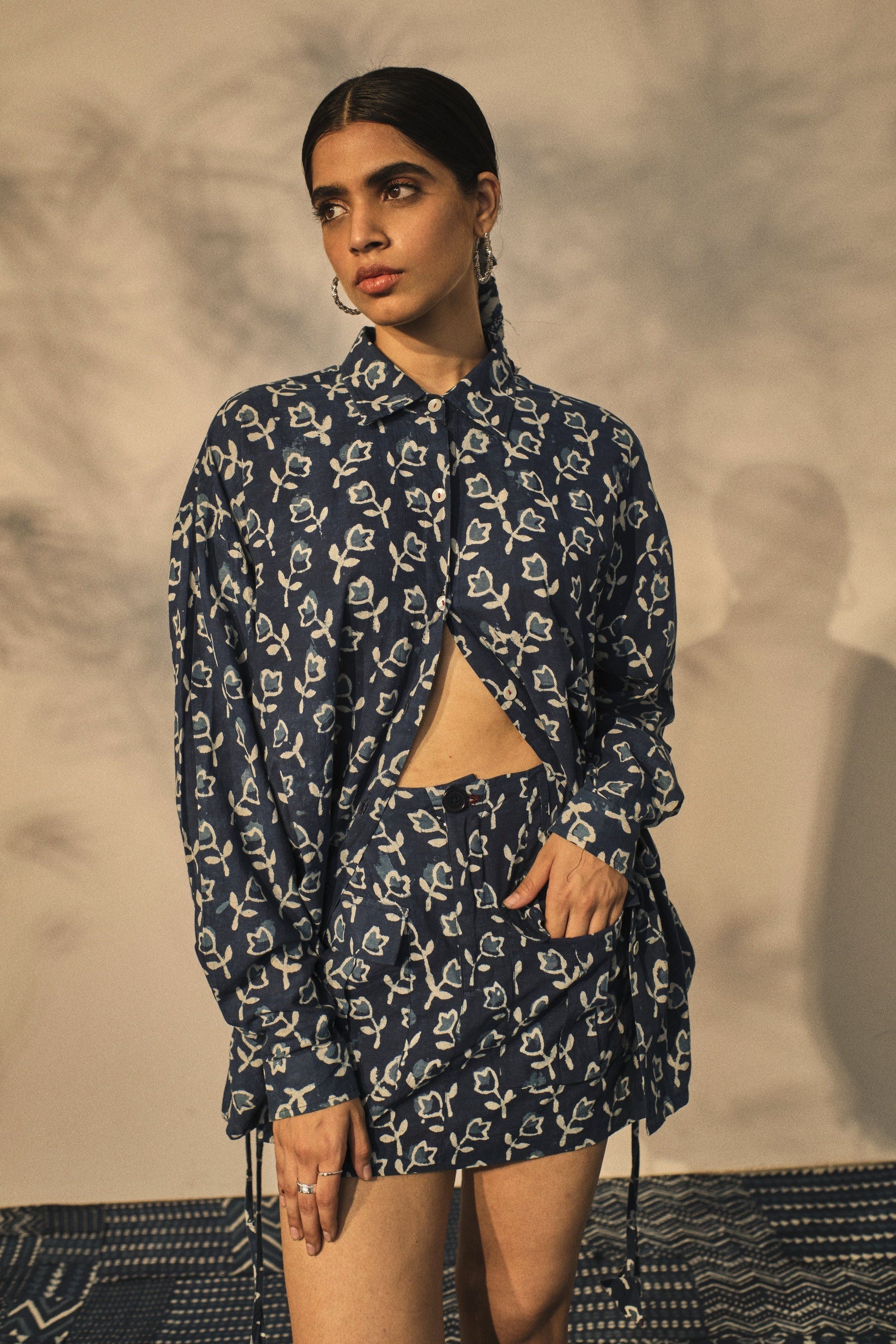 Fleur Shirt by Akashii Clothing with CO-ORD SETS, Neeli'23, Top at Kamakhyaa for sustainable fashion