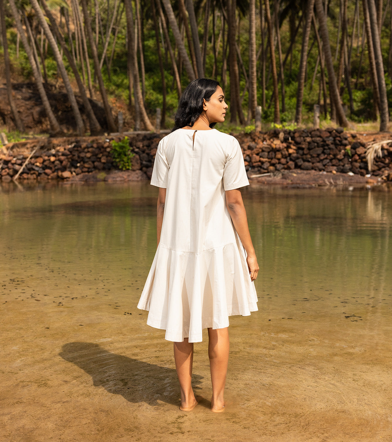 Off White Mini Dress Dresses Cotton, Dresses, Natural, Oh carol, Regular Fit, Solids, Khara Kapas Kamakhyaa
