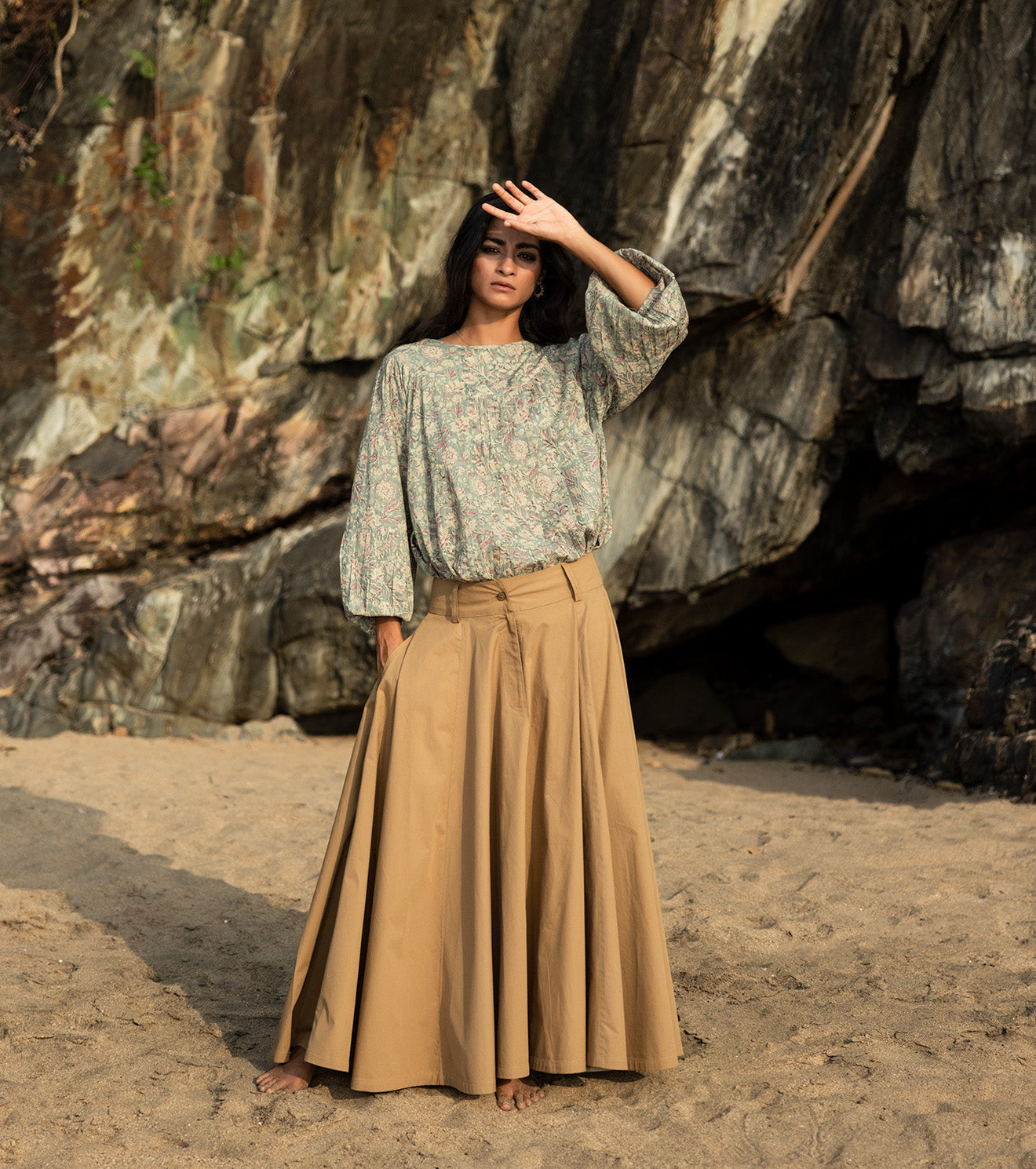 Brown Skirt Bottoms Brown, Cotton, Dresses, Natural, Oh carol, Skirts, Solids Khara Kapas Kamakhyaa
