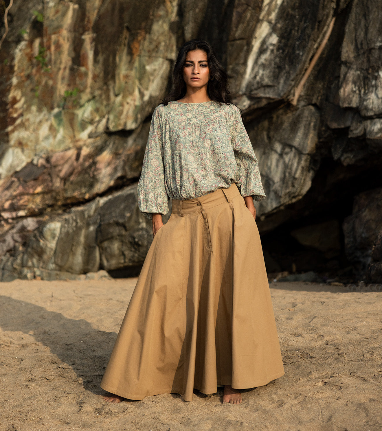 Brown Skirt Bottoms Brown, Cotton, Dresses, Natural, Oh carol, Skirts, Solids Khara Kapas Kamakhyaa