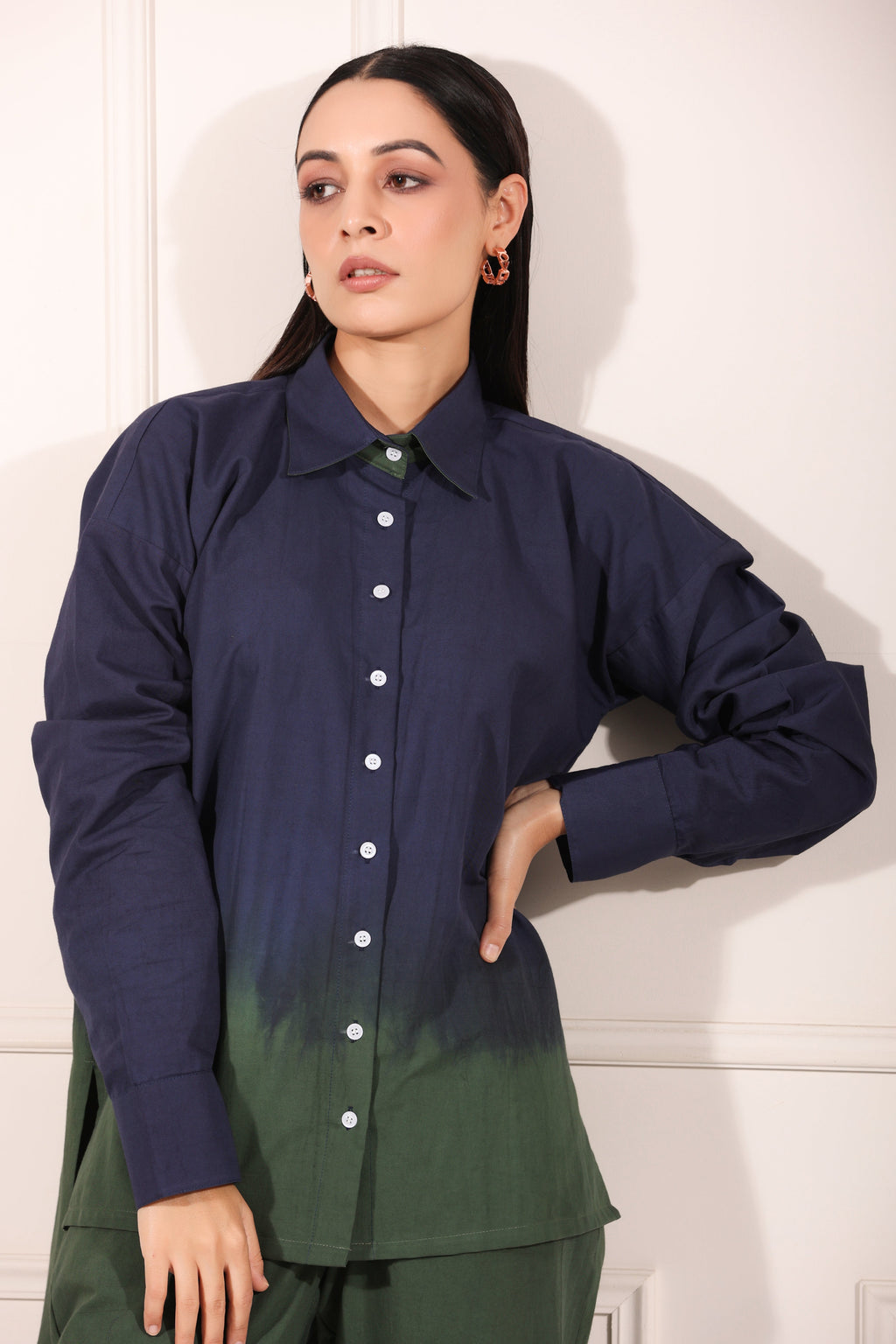 Green Ombre Co-ord Set by MOH-The Eternal Dhaga with 100% pure cotton, Casual Wear, Cotton, Green, Moh-The eternal Dhaga, Natural, Office Wear Co-ords, Ombre and Dyes, Regular Fit, Womenswear at Kamakhyaa for sustainable fashion