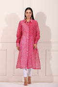 Pink Lehriya with Ankle Pants by MOH-The Eternal Dhaga with Chanderi Silk, Cotton, Festive Wear, Moh-The eternal Dhaga, Natural, Office Wear Co-ords, Pink, Regular Fit, Stripes, Womenswear at Kamakhyaa for sustainable fashion