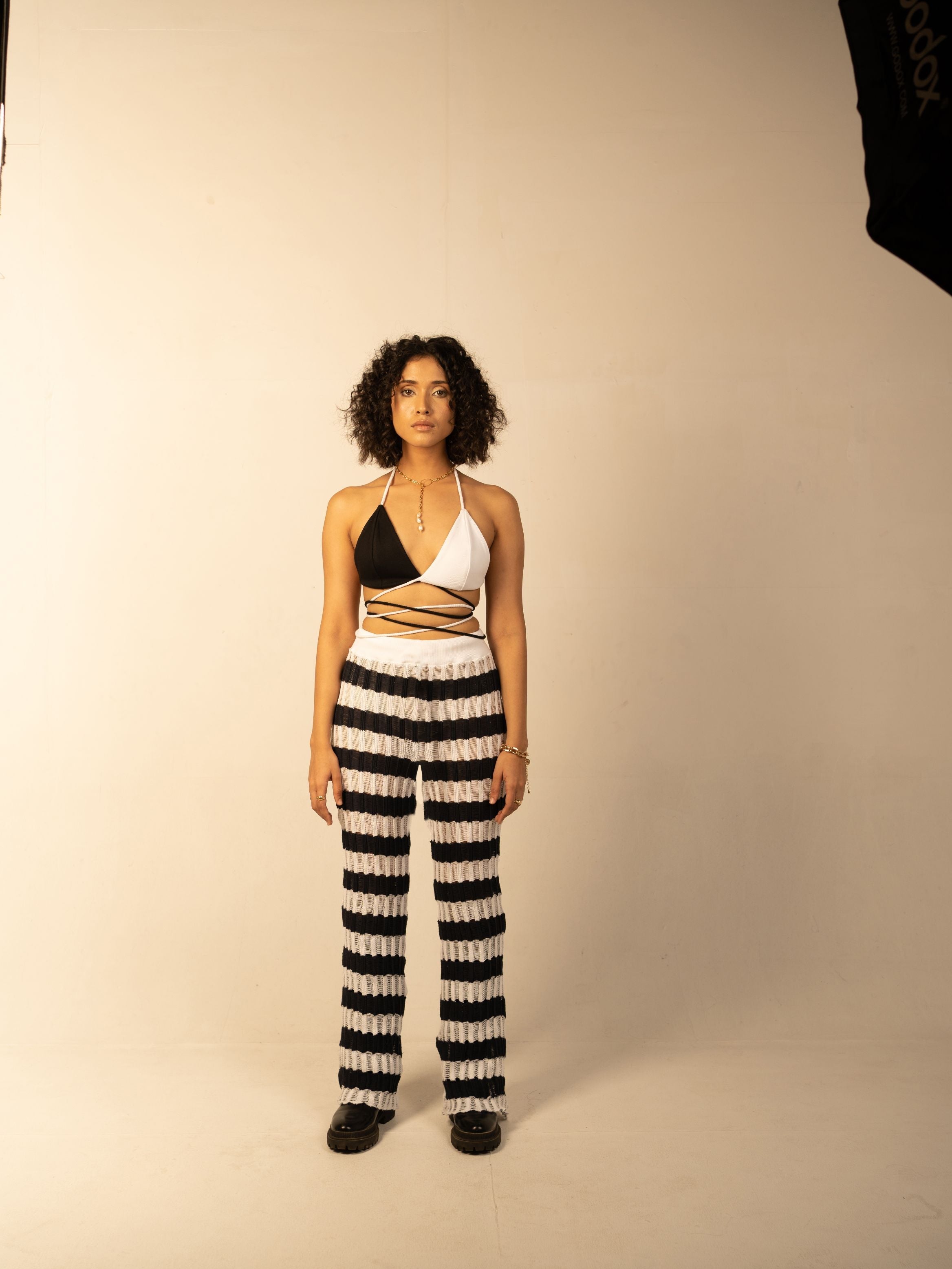 Black Bralette Top by Meko Studio with Black, Bralette Tops, Cotton, Evening Wear, For Birthday, July Sale, July Sale 2023, Slim Fit, Solids, Tranquil AW-22/23, Tranquil by Meko Studio, White, Womenswear at Kamakhyaa for sustainable fashion