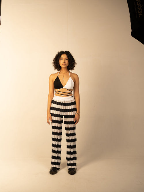 Black Bralette Top by Meko Studio with Black, Bralette Tops, Cotton, Evening Wear, For Birthday, July Sale, July Sale 2023, Slim Fit, Solids, Tranquil AW-22/23, Tranquil by Meko Studio, White, Womenswear at Kamakhyaa for sustainable fashion