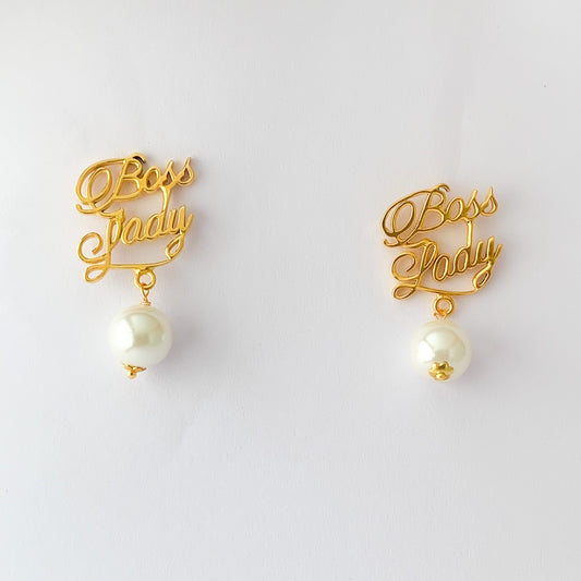 Bosslady Earrings by Chiyo with Brass, Earrings, Free Size, Gold, Gold Plated, jewelry, Office Wear, Office Wear Jewellery, Pearl, Re-polishable, Solids at Kamakhyaa for sustainable fashion