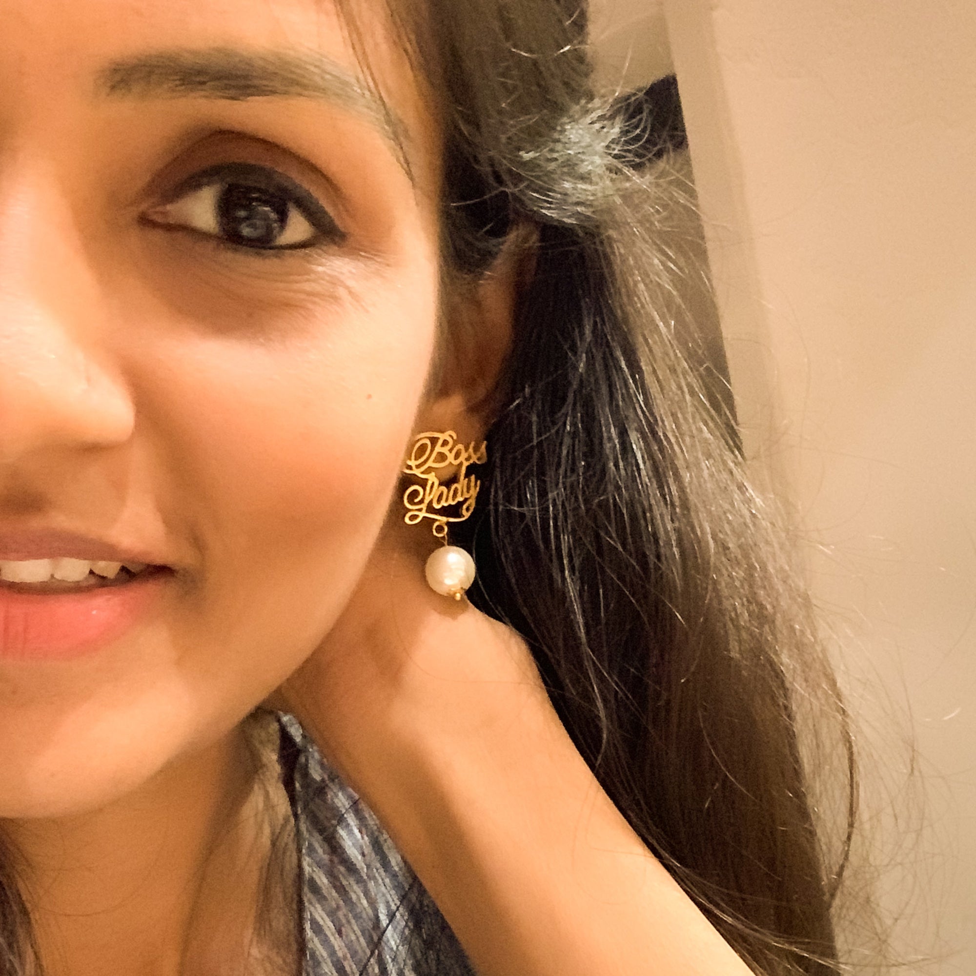 Bosslady Earrings by Chiyo with Brass, Earrings, Free Size, Gold, Gold Plated, jewelry, Office Wear, Office Wear Jewellery, Pearl, Re-polishable, Solids at Kamakhyaa for sustainable fashion