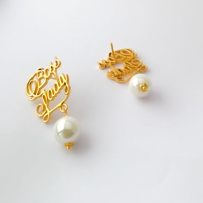 Bosslady Earrings by Chiyo with Brass, Earrings, Free Size, Gold, Gold Plated, jewelry, Office Wear, Office Wear Jewellery, Pearl, Re-polishable, Solids at Kamakhyaa for sustainable fashion