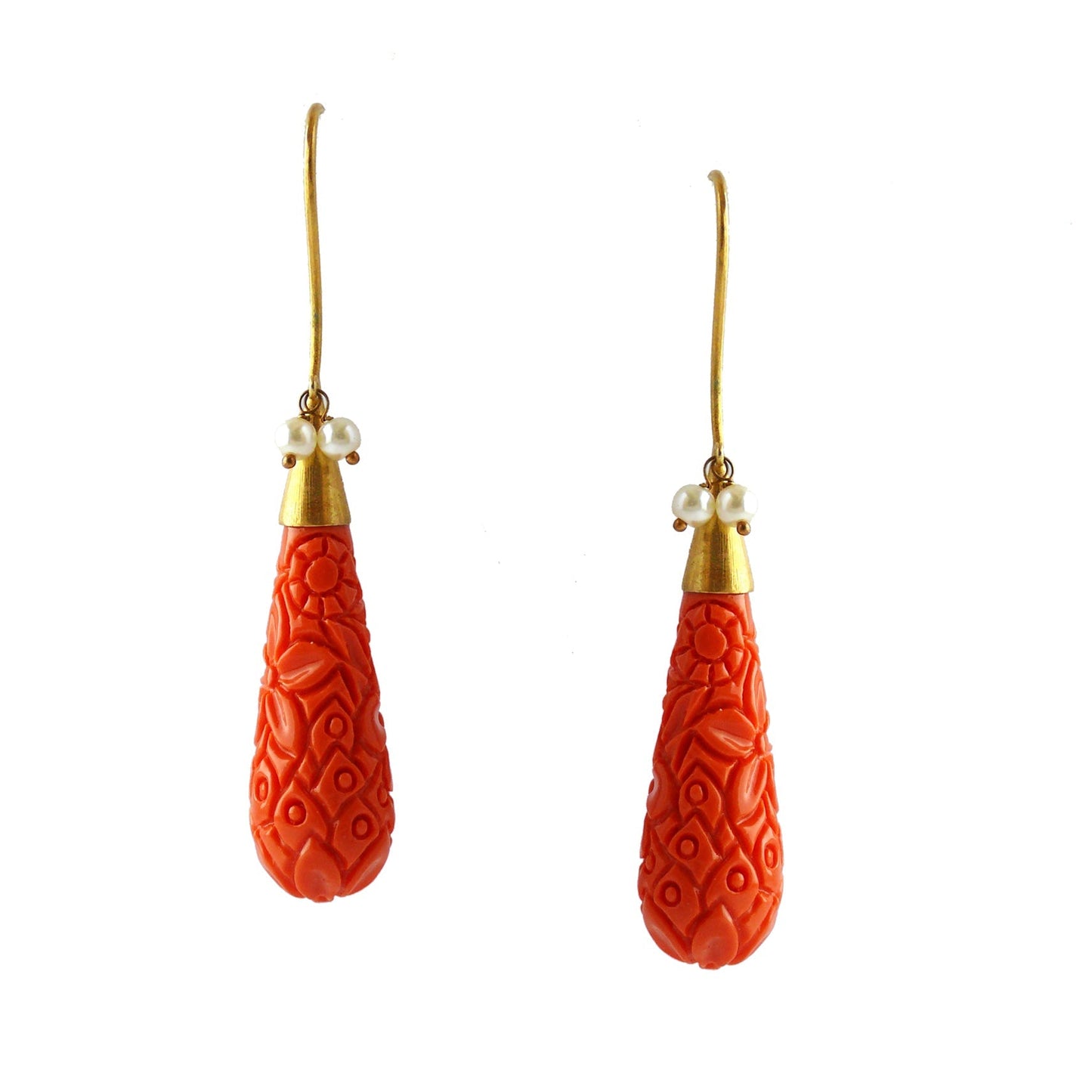 Tangerine Drop Earrings by Chiyo with Brass, Casual Wear, Earrings, Festive Jewellery, Festive Wear, Free Size, Gold Plated, jewelry, Orange, Re-polishable, Solids, Textured at Kamakhyaa for sustainable fashion