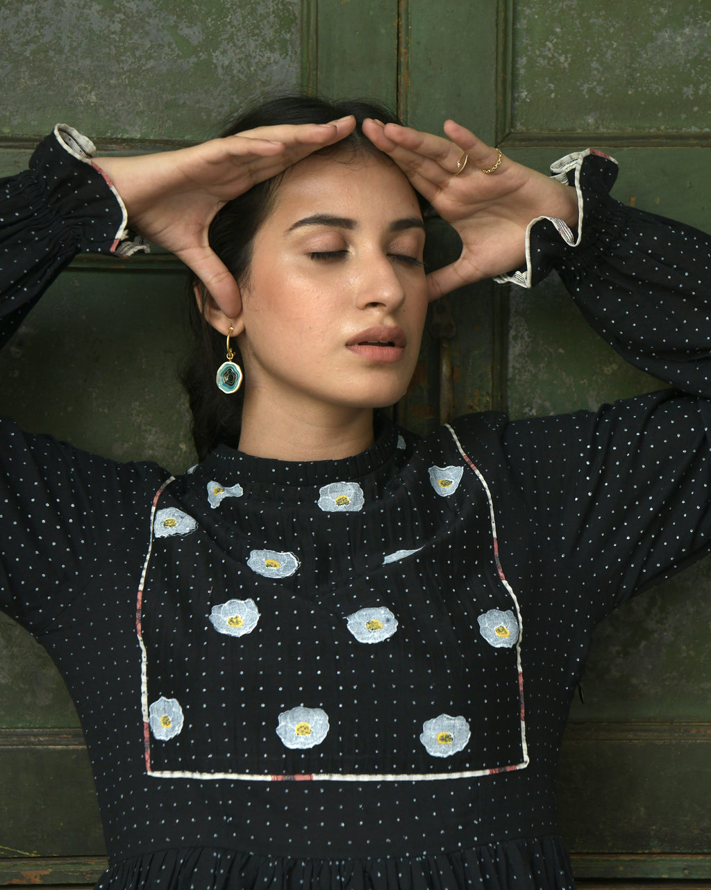 Black Cotton Tiered Maxi Dress by Taro with Best Selling, Black, Duplicate, Evening Wear, FB ADS JUNE, For Anniversary, Handwoven Cotton, July Sale, July Sale 2023, Natural, Prints, Regular Fit, Tiered Dresses, Wildflower by Taro, Womenswear at Kamakhyaa for sustainable fashion