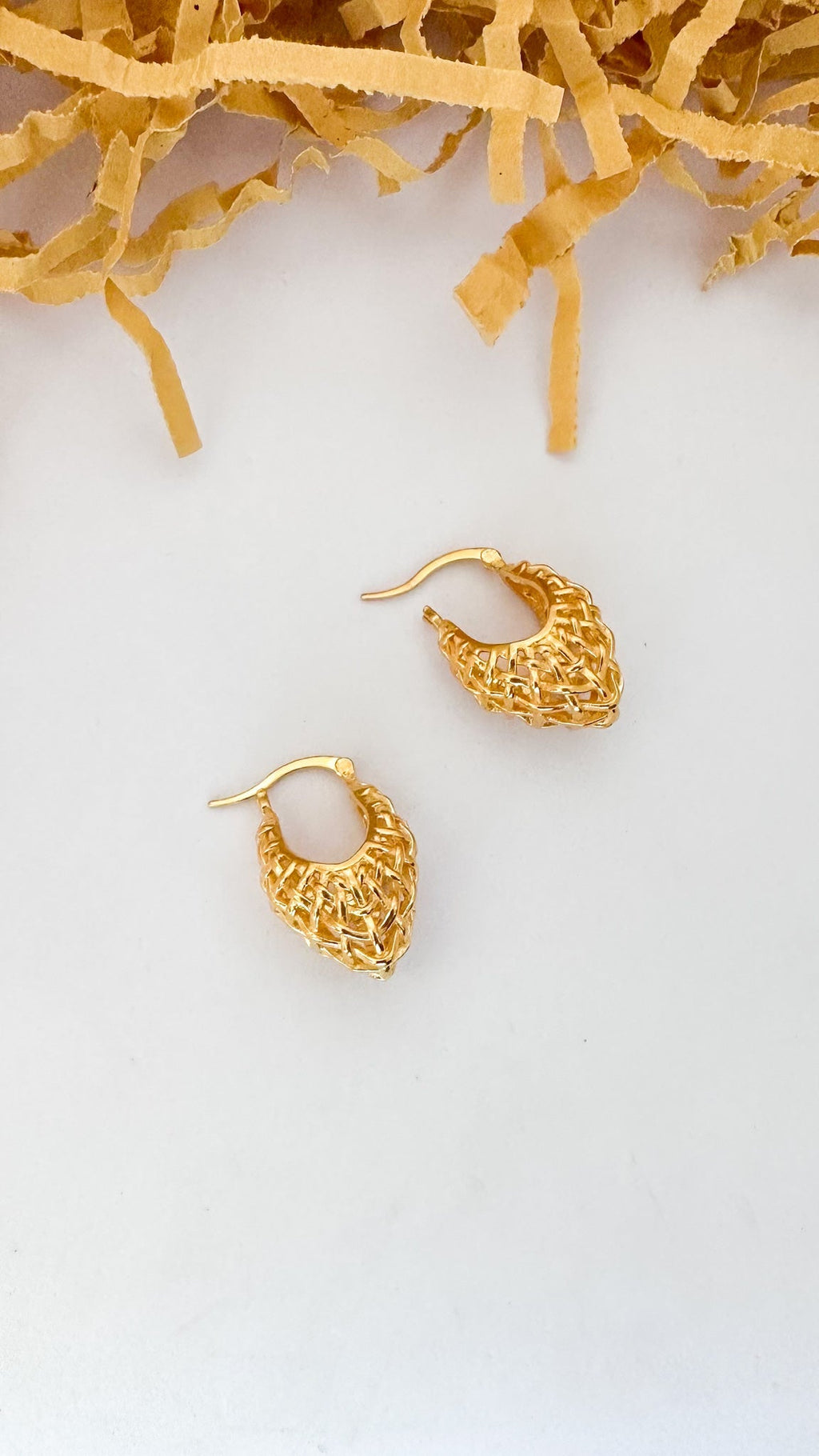 Weave a dream Earrings by Chiyo with Brass, Earrings, Free Size, Gold, Gold Plated, Hoops, jewelry, Office Wear, Office Wear Jewellery, Re-polishable, Solids at Kamakhyaa for sustainable fashion