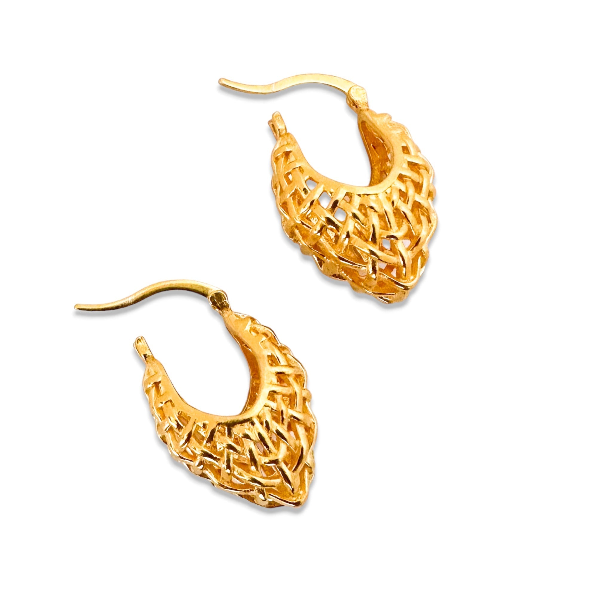 Weave a dream Earrings by Chiyo with Brass, Earrings, Free Size, Gold, Gold Plated, Hoops, jewelry, Office Wear, Office Wear Jewellery, Re-polishable, Solids at Kamakhyaa for sustainable fashion