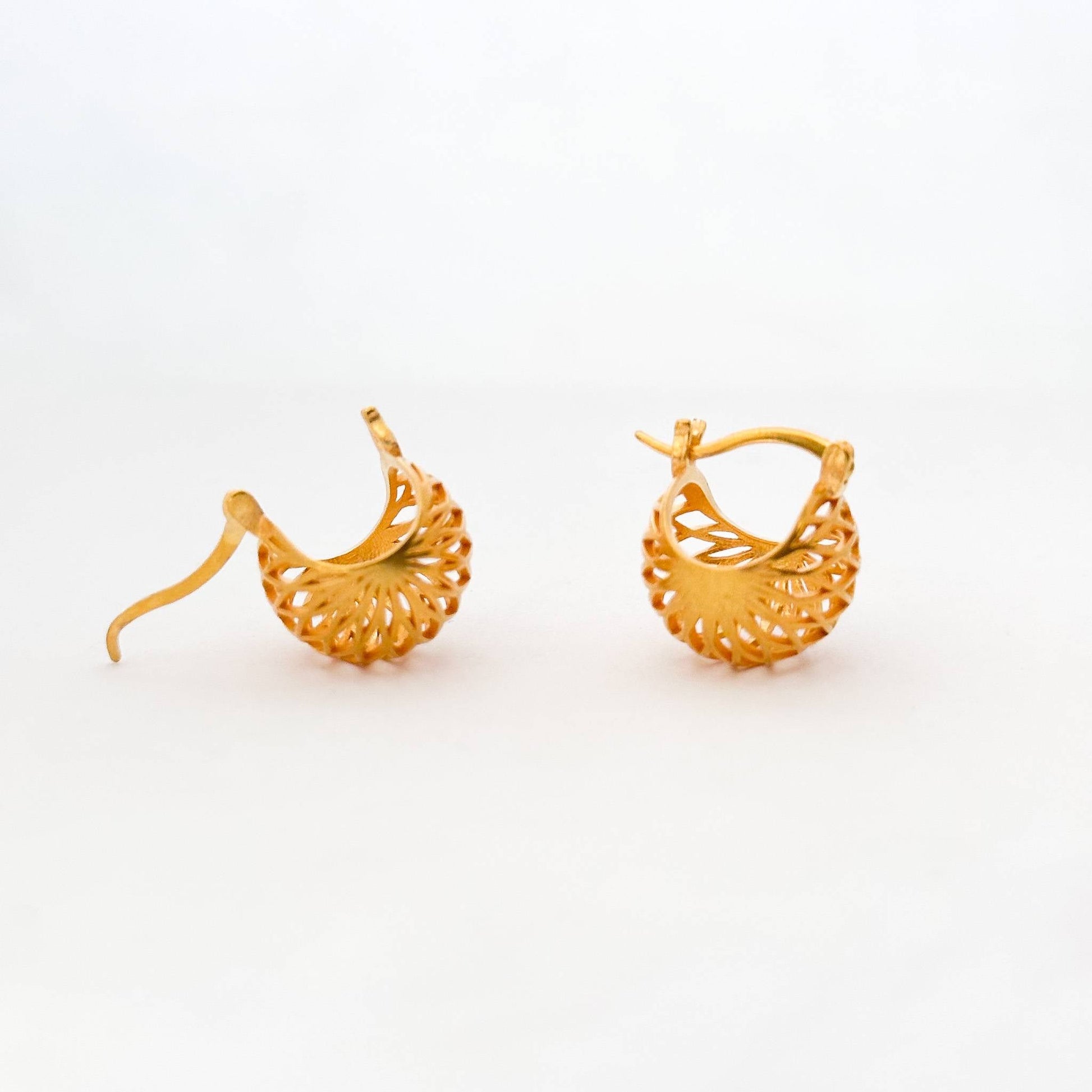 Trug Huggie Earrings Brass, Earrings, Free Size, Gold, Gold Plated, Office Wear, Re-polishable, Solids Kamakhyaa