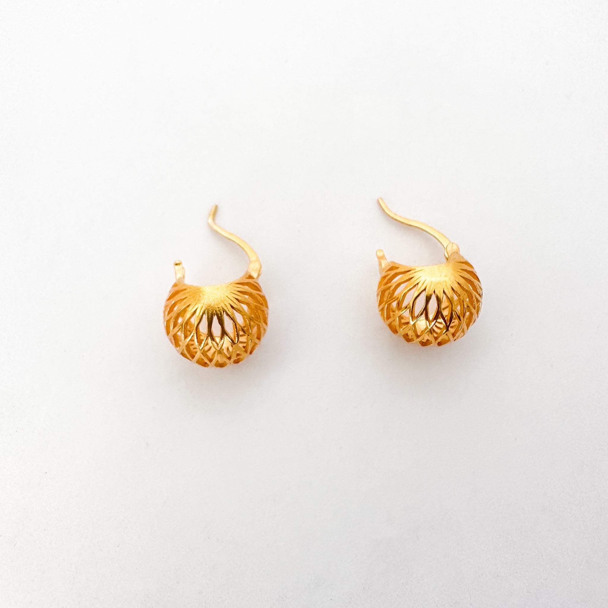 Trug Huggie Earrings by Chiyo with Brass, Earrings, Free Size, Gold, Gold Plated, jewelry, Office Wear, Office Wear Jewellery, Re-polishable, Solids, Textured at Kamakhyaa for sustainable fashion