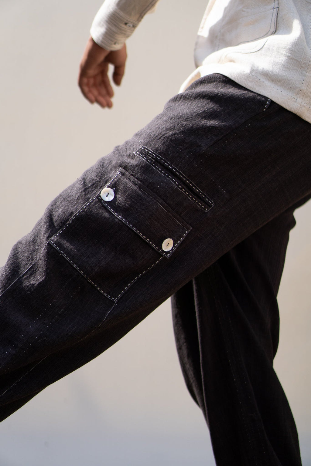 Panelled Shirt & Utility Pants by Lafaani with 100% pure cotton, Black, Casual Wear, Co-ord Sets, Menswear, Natural with azo free dyes, Organic, Regular Fit, solid, Solids, Sonder, Sonder by Lafaani at Kamakhyaa for sustainable fashion
